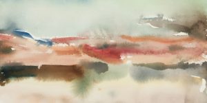 Abstract watercolor with light green, red and brown earth tones that resemble a landscape. Credit: Europeana; Accessed via Unsplash, May 29, 2026.